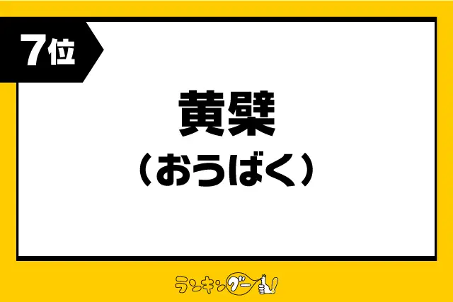 第7位：黄檗（おうばく）（703票）