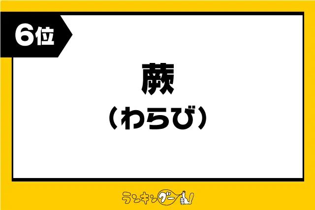 第6位：蕨（わらび）／埼玉（521票）