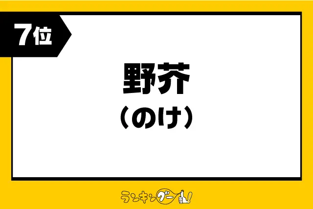 第7位：野芥（のけ）（471票）