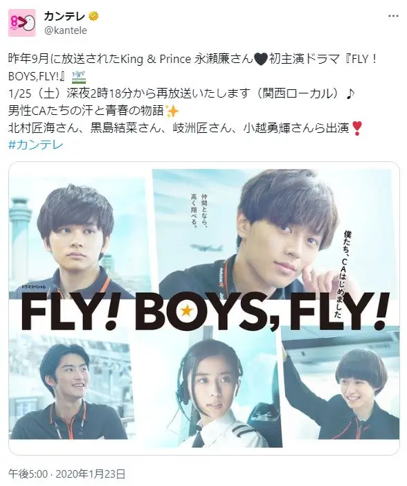 第10位：FLY！BOYS，FLY！僕たち、CAはじめました（ドラマ）（11票）