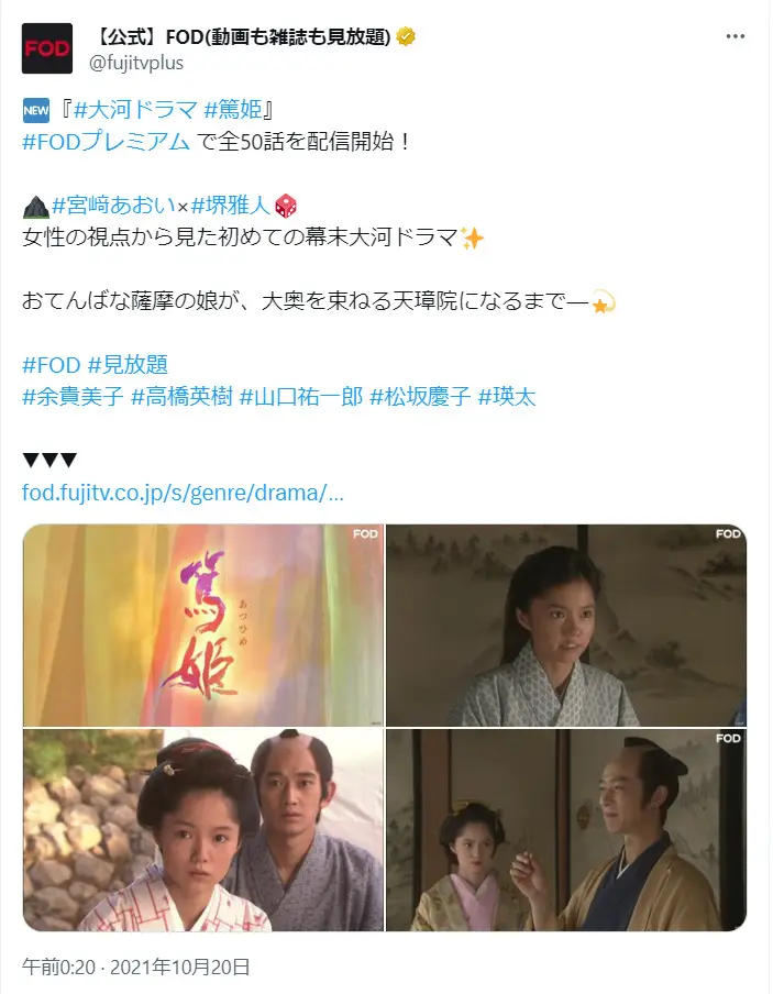 第3位：「篤姫（2008年）」徳川家定（堺雅人）×篤姫（宮﨑あおい）（753票）