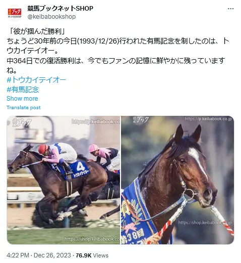 トウカイテイオー 有馬記念 的中馬券 - コレクション