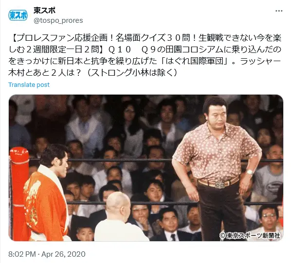 第9位：国際プロレス（259票）