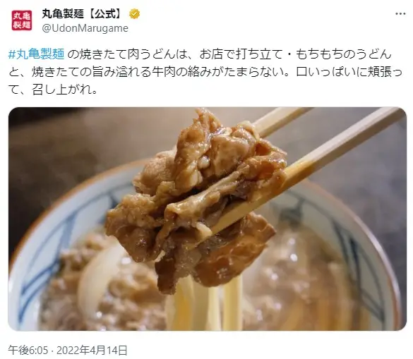 第13位：焼きたて肉うどん（327票）