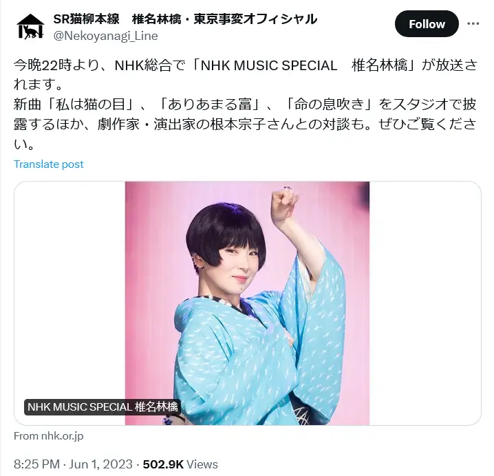 第6位：椎名林檎：誕生日11月25日（202票）