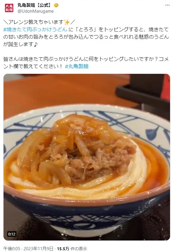 第6位：焼きたて肉ぶっかけうどん（543票）