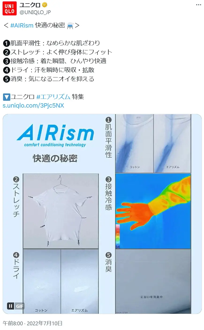 第13位：接触冷感衣類（142票）