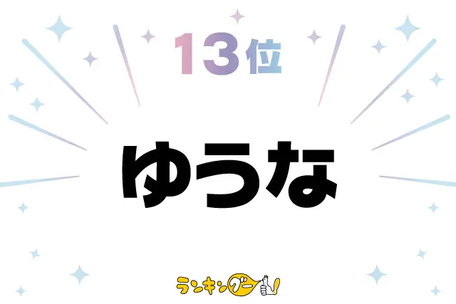 第13位：ゆうな（祐奈、陽菜、結菜、結愛、優奈など）（132票）