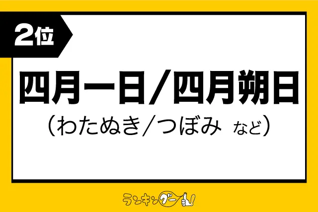 第2位：四月一日／四月朔日（わたぬき／つぼみ など）（513票）