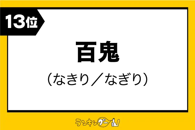 第13位：百鬼（なきり／なぎり）（266票）