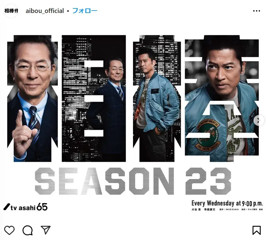 第1位：「相棒season23」／主演：水谷豊（2,650票）