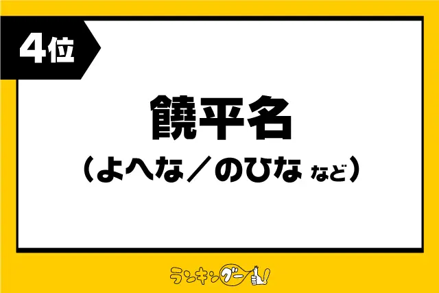 第4位：饒平名（よへな／のひな など）（581票）