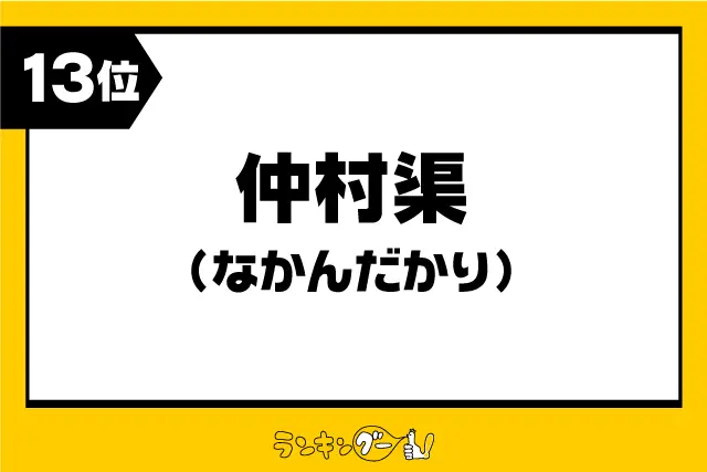 第13位：仲村渠（なかんだかり）（304票）