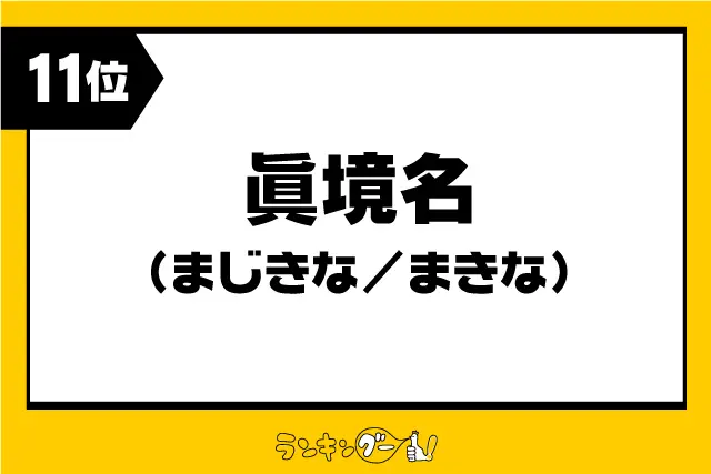 第11位：眞境名（まじきな／まきな）（313票）