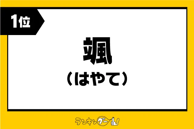 第1位：颯 【はやて】（565票）