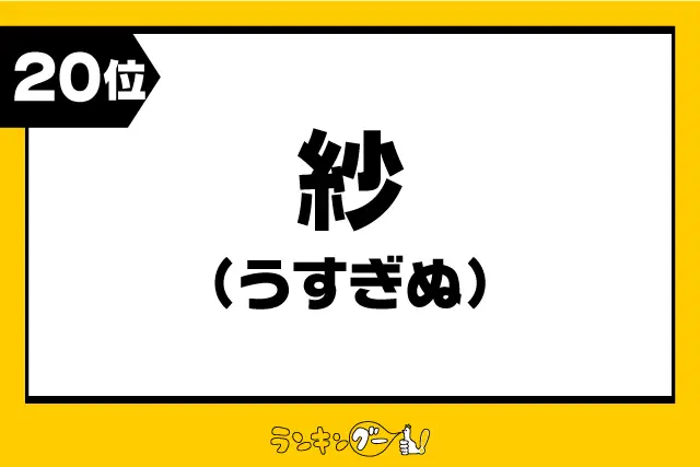 第20位：紗 【うすぎぬ】（185票）