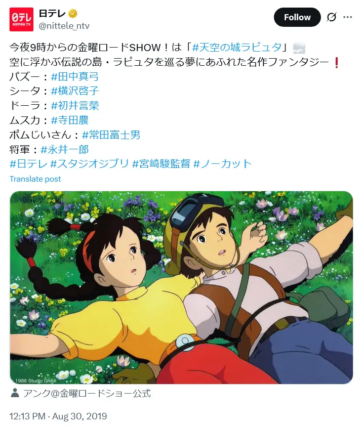 第2位:パズー「天空の城ラピュタ」(182票)