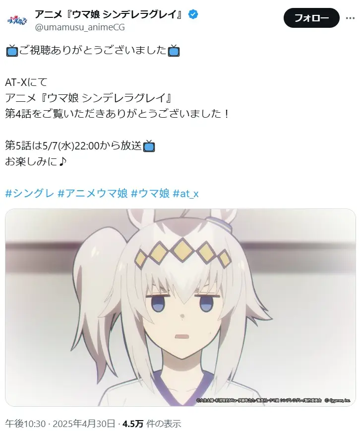 2025年春アニメ中間人気ランキング4位:「ウマ娘 シンデレラグレイ」の画像