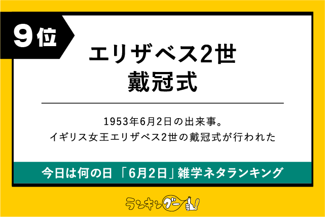 今日は何の日「6月2日」雑学ネタランキング9位:エリザベス2世戴冠式の画像