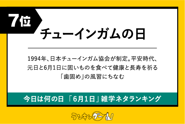 今日は何の日「6月1日」雑学ネタランキング7位：チューインガムの日の画像