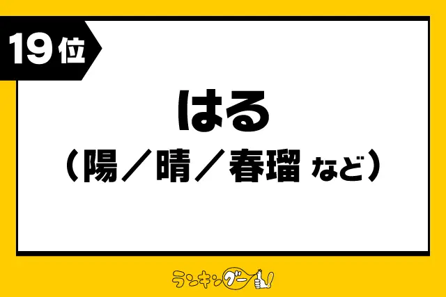 第19位：はる（陽/晴/春瑠など）（98票）