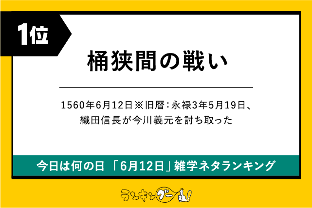 今日は何の日「6月12日」雑学ネタランキング1位:桶狭間の戦いの画像