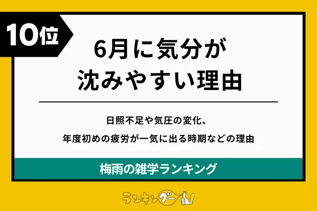 梅雨の雑学ランキング10位:6月に気分が沈みやすい理由の画像