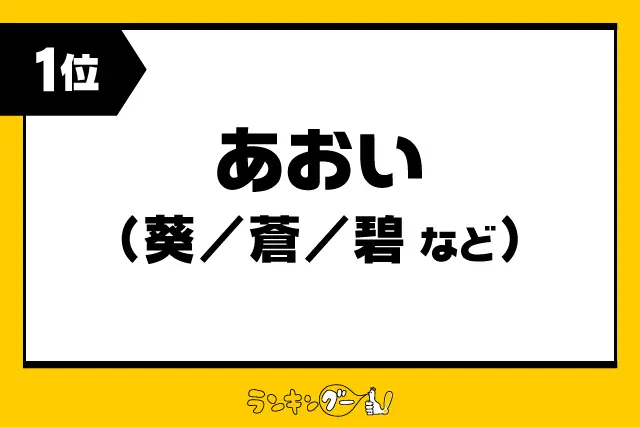 第1位：あおい（葵/蒼/碧など）（198票）