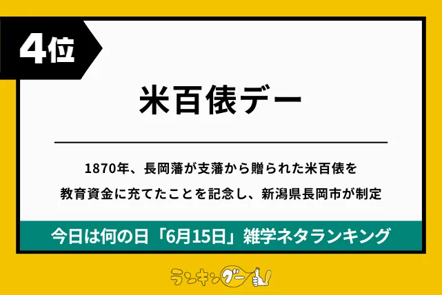 今日は何の日「6月15日」雑学ネタランキング4位:米百俵デーの画像