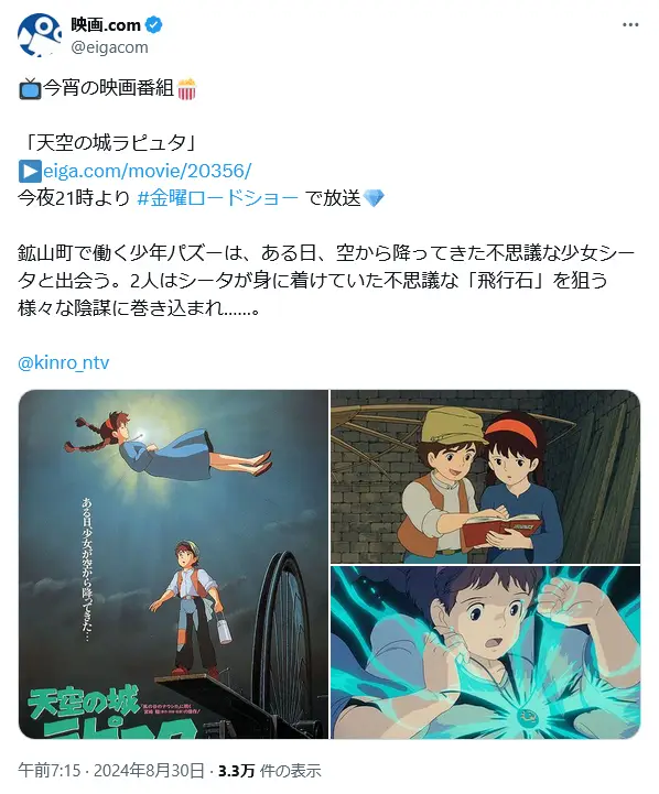 第5位:「天空の城ラピュタ」(118票)