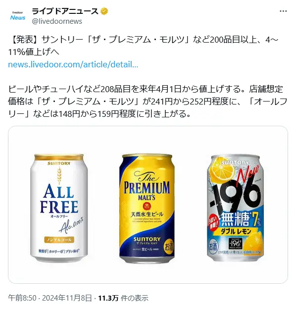 第5位:酒類(333票)
