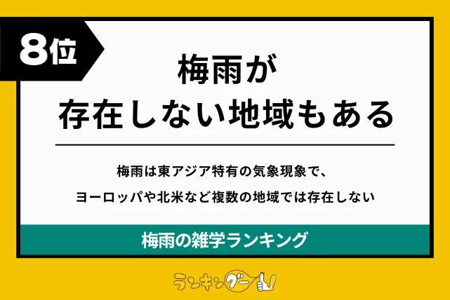 梅雨の雑学ランキング8位:梅雨が存在する地域の画像