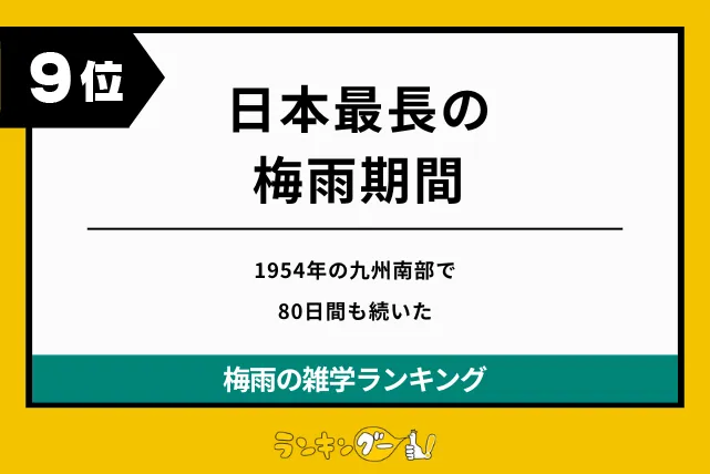 梅雨の雑学ランキング9位:日本最長の梅雨期間の画像