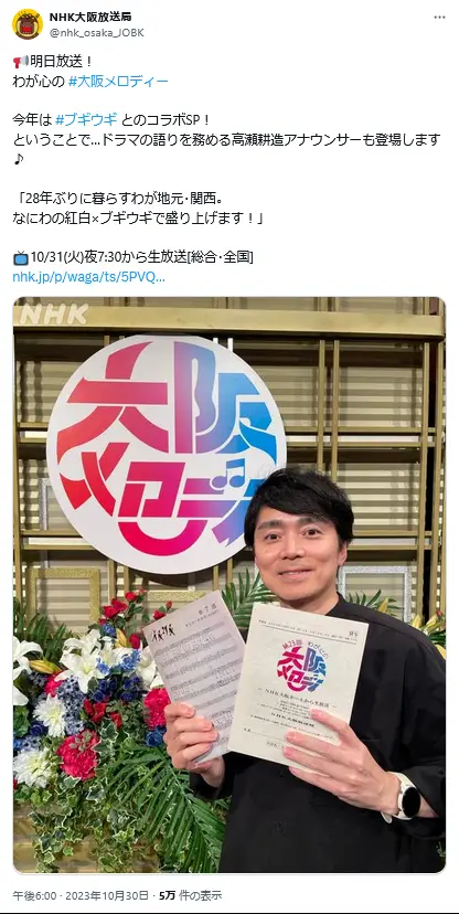 第1位:高瀬耕造(637票)