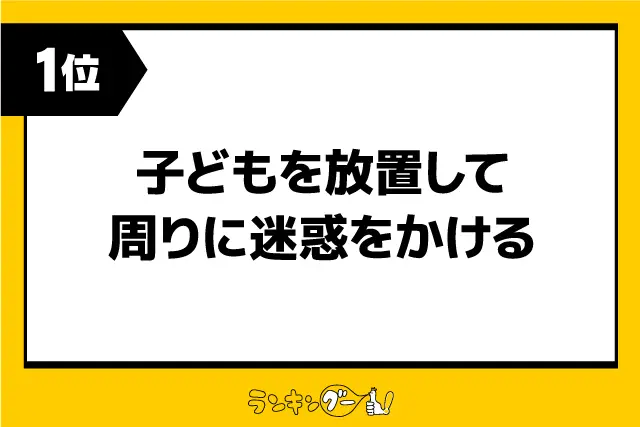 第1位：子どもを放置して周りに迷惑をかける（1,343票）