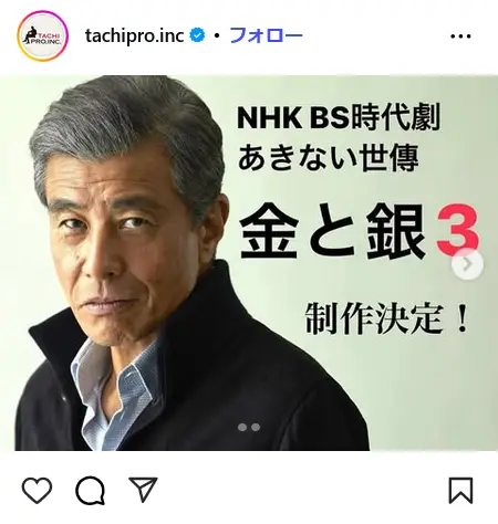 第2位：舘ひろし（196票）