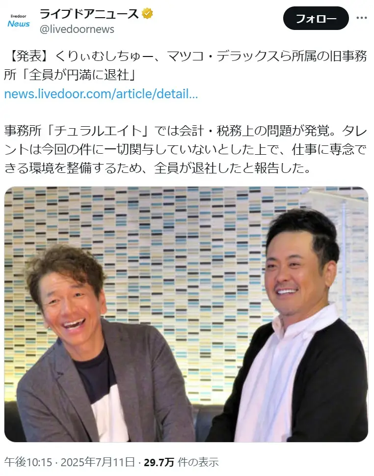 第4位:くりぃむしちゅー(上田晋也・有田哲平)(233票)