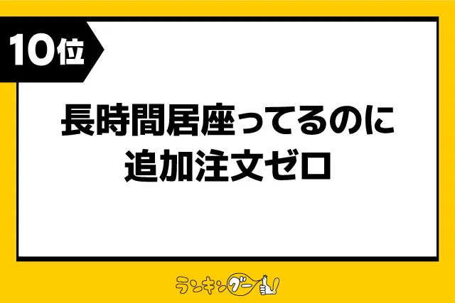 第10位：長時間居座ってるのに追加注文ゼロ（366票）