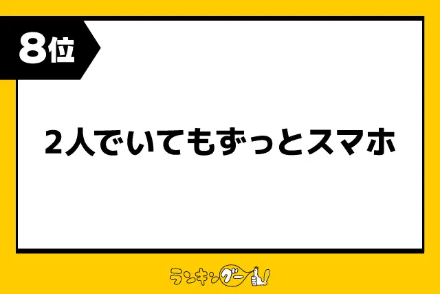 第8位：2人でいてもずっとスマホ（87票）
