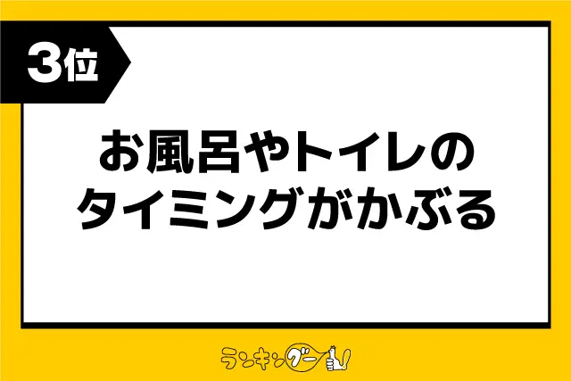 第3位：お風呂やトイレのタイミングがかぶる（105票）