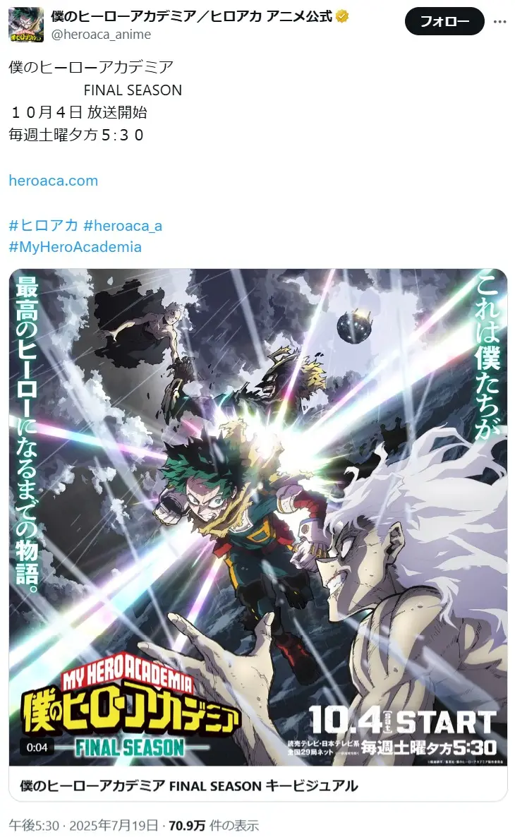 第5位：僕のヒーローアカデミア FINAL SEASON（41票）