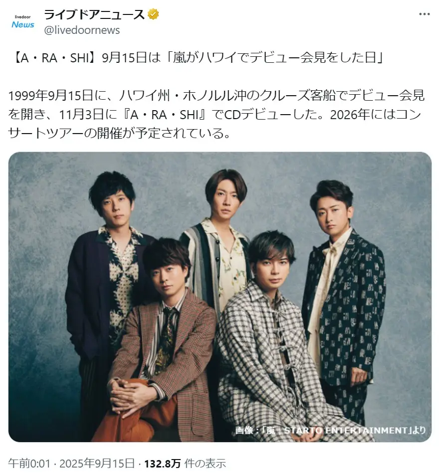 第10位:嵐(261票)