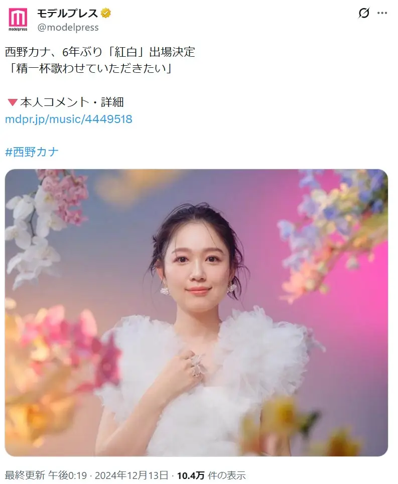 第3位：西野カナ（294票）