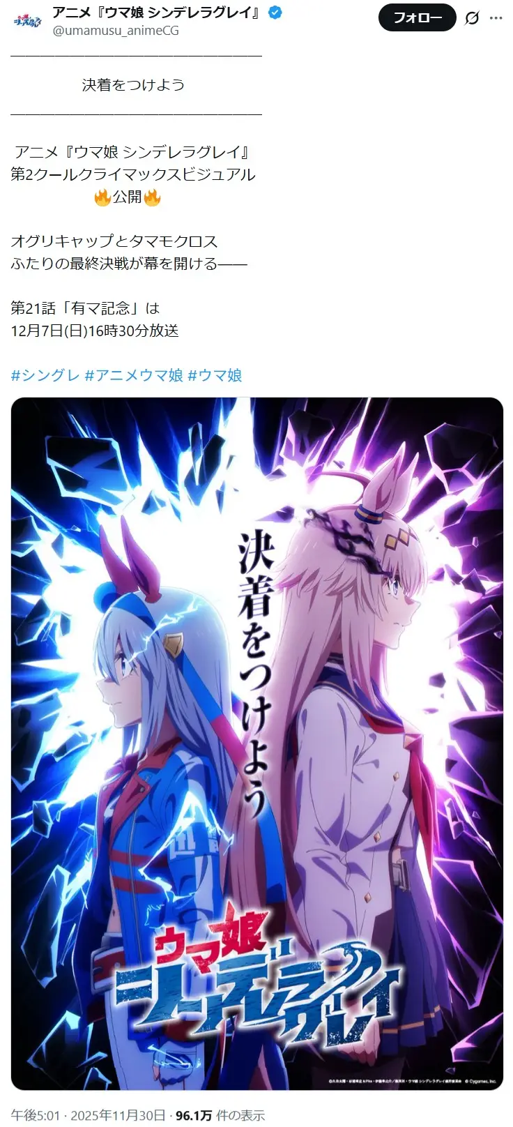 第3位:ウマ娘 シンデレラグレイ(44票)