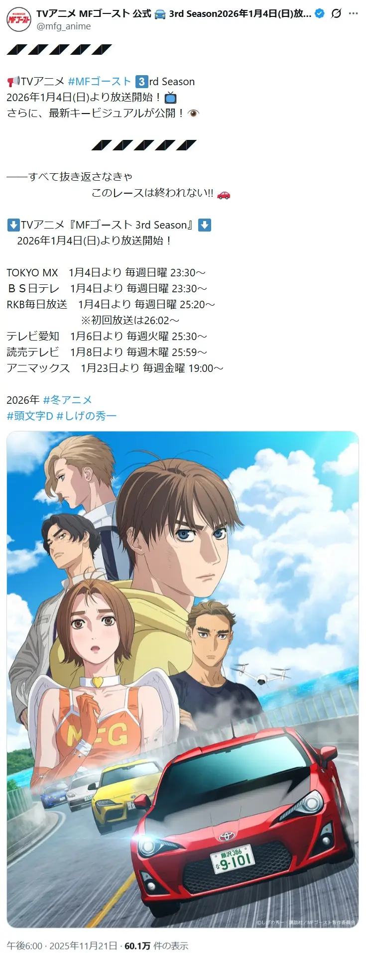 第9位：MFゴースト 3rd Season（14票）