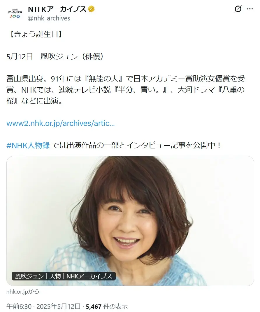 第1位：風吹ジュン（1,381票）