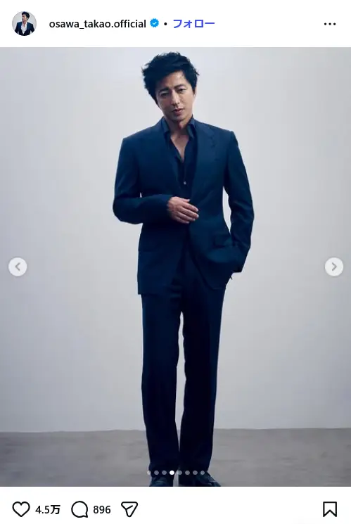 第5位:大沢たかお(181cm)/57歳(355票)