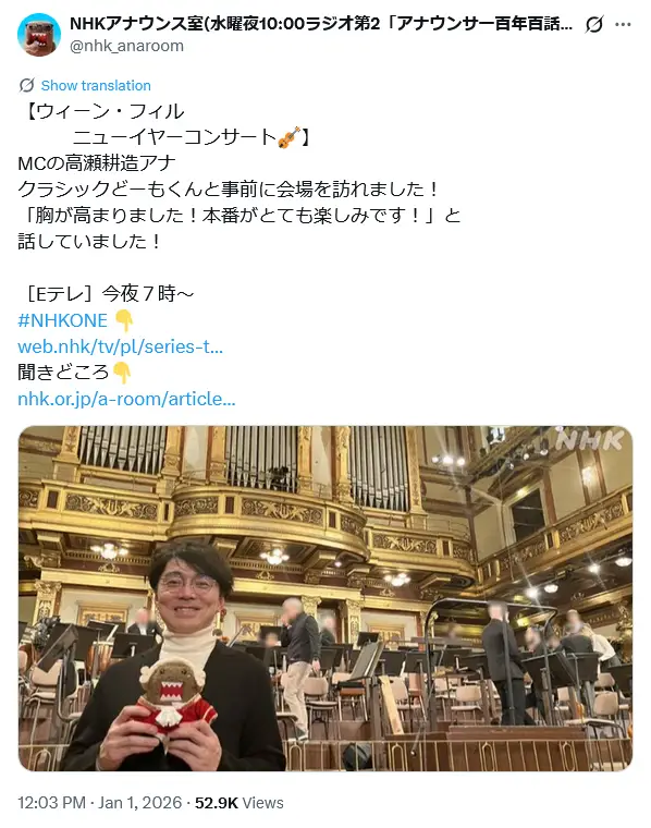 第5位:高瀬耕造(NHK)(226票)