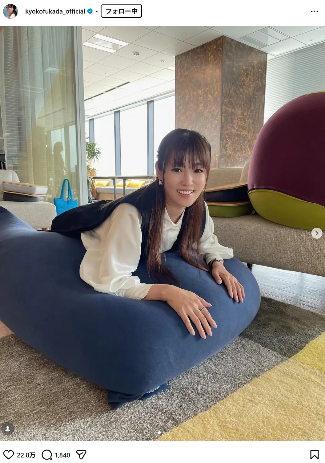 第2位：深田恭子／43歳（730票）