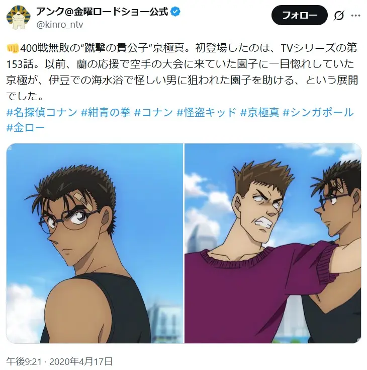 第17位：京極真（声優：檜山修之）（85票）